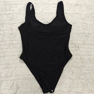 Black One Piece Swimsuit Womens Small Swimwear Basic Modest Goth Preppy Downtown